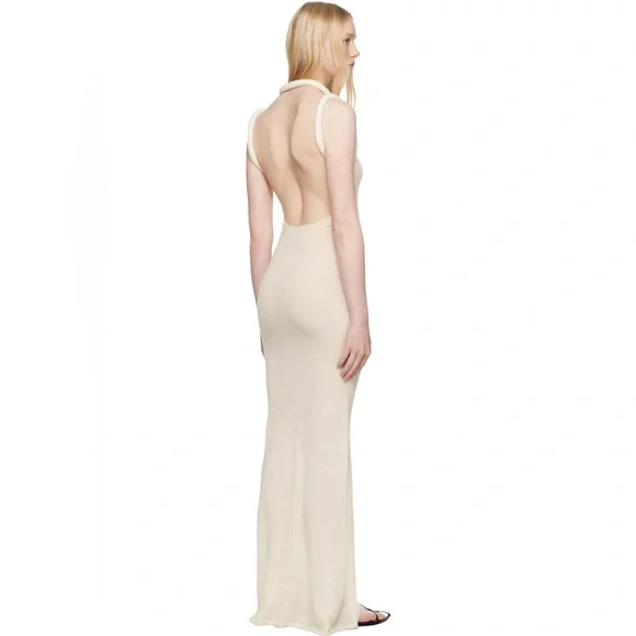 NEW Aya Muse Aura Ivory Cream Silk Wool Cashmere Sleeveless Dress Large - Picture 12 of 15